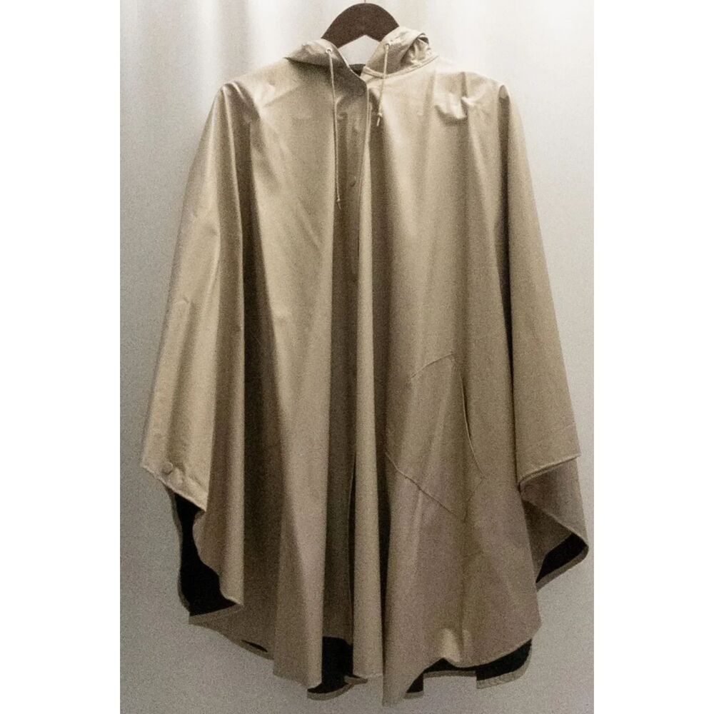 Pappagallo Khaki beige 100% vinyl Rain poncho vinyl. | Sz one size - Picture 4 of 9